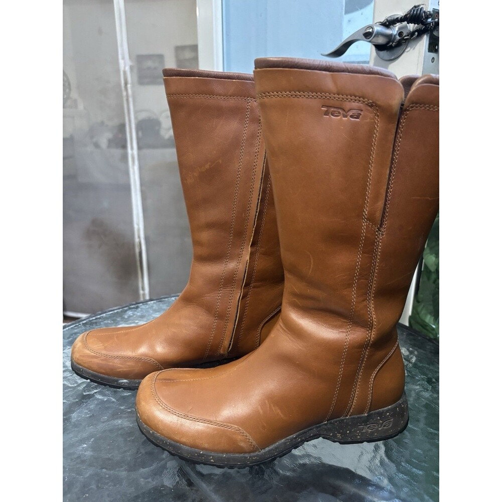 Teva Womens CAPISTRANO Waterproof Caramel Brown Mid Calf Leather Boots Sz 7